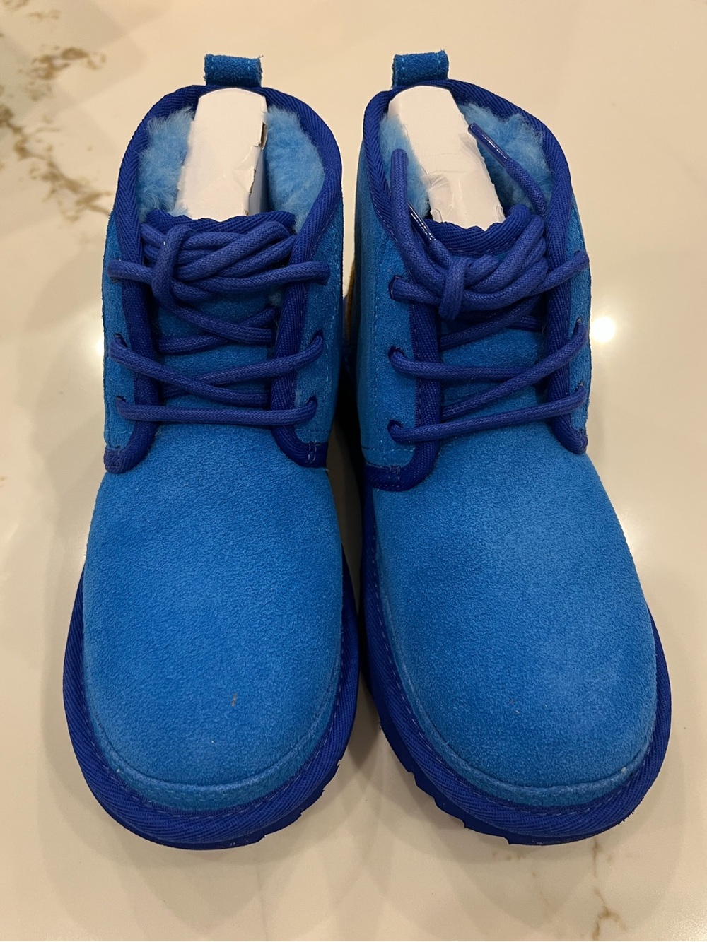 UGG X Sesame Street Kids Blue Suede Lace-Up Boots - Cozy Winter Shoes